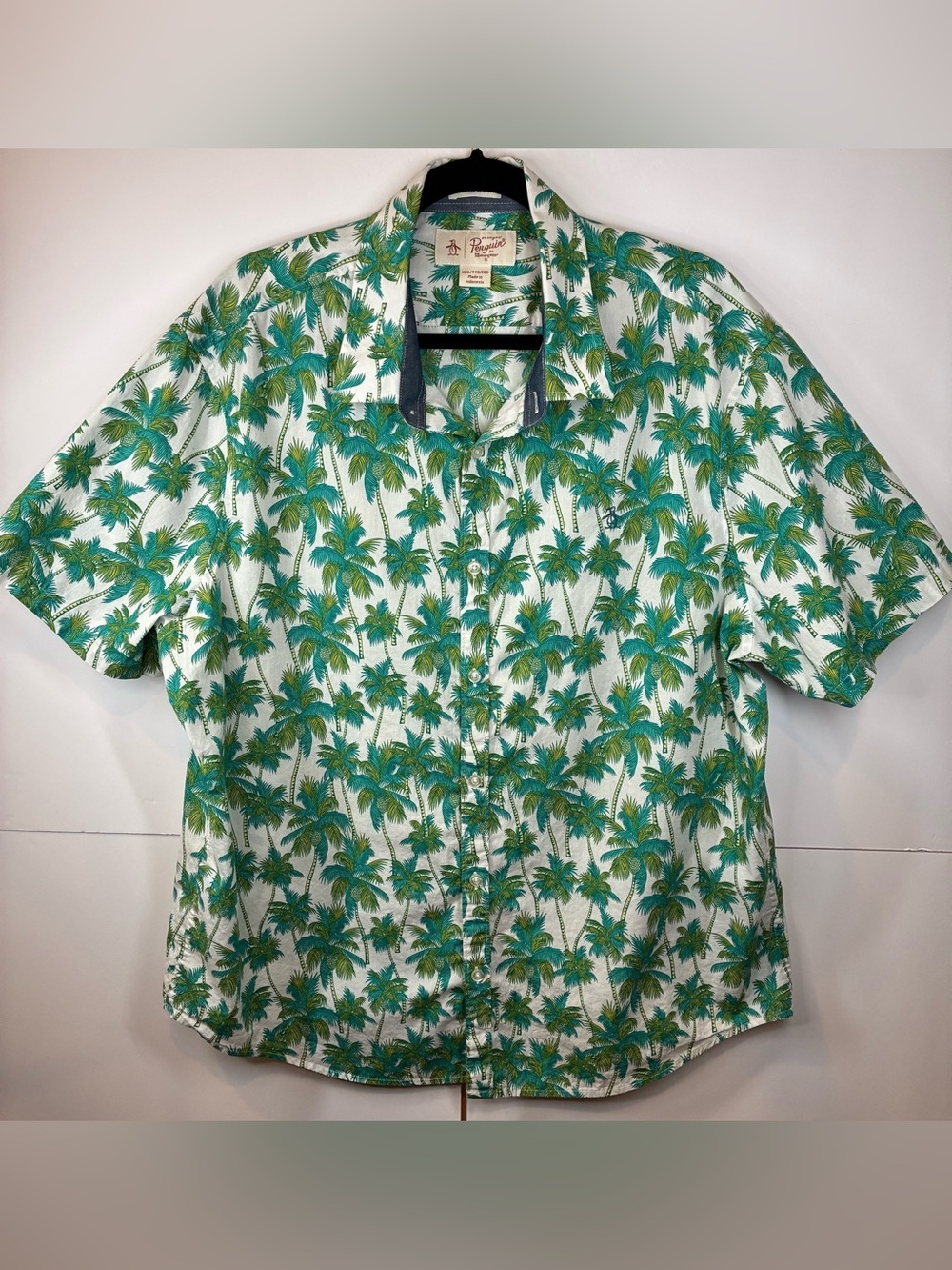 Original Penguin by Munsingwear Palm Tree Print Button Up Shirt XXL Tropical